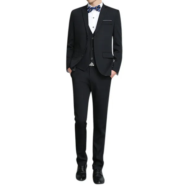 Thin Slim Fit Blazer Suit for Men Three Pieces Formal Fashion