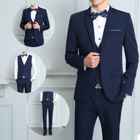 Thin Slim Fit Blazer Suit for Men Three Pieces Formal Fashion