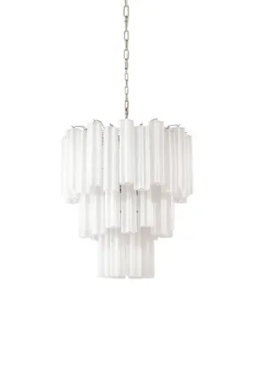 Three-tier Murano frosted white glass chandelier