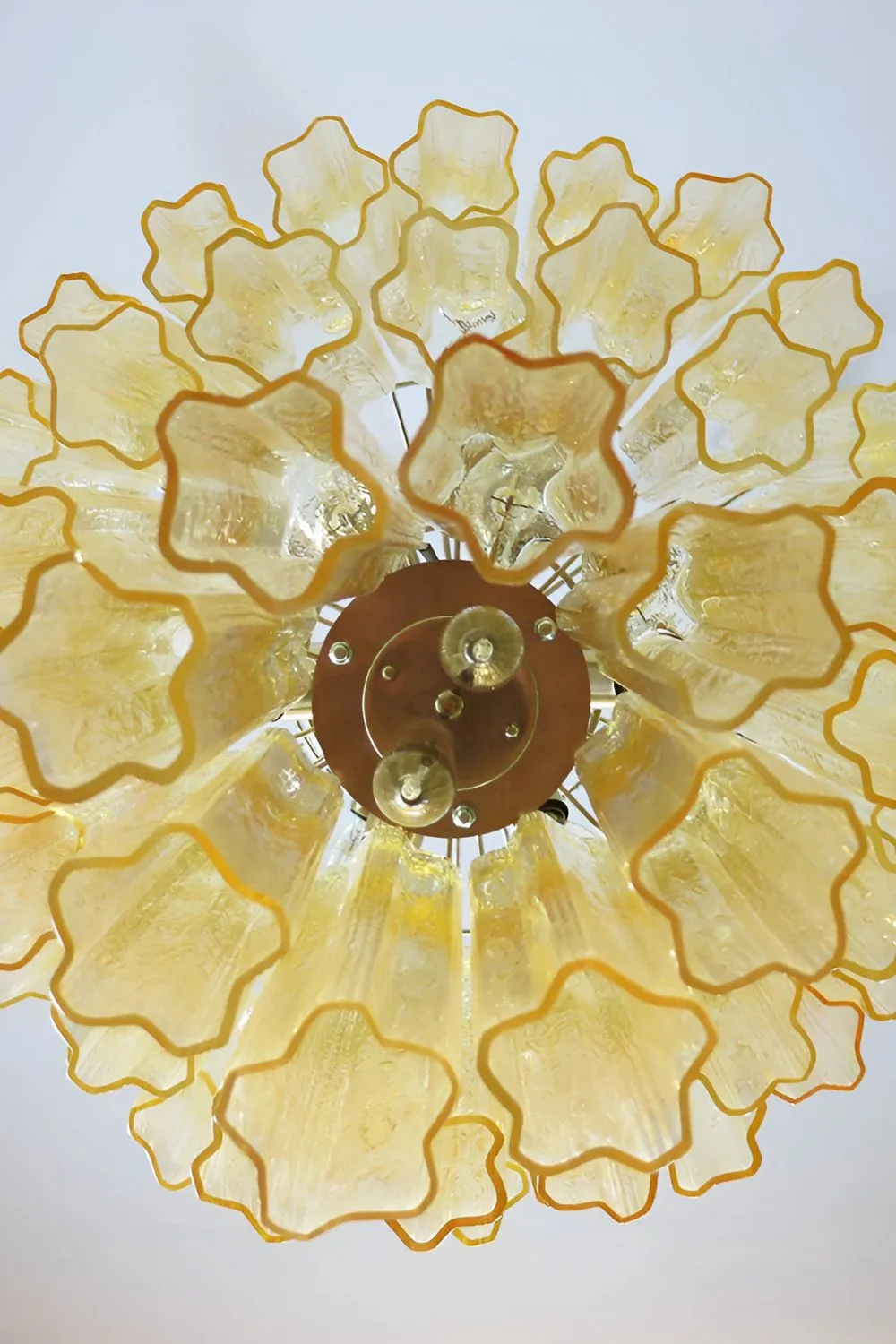 Three-Tier Yellow  Glass Murano Chandelier