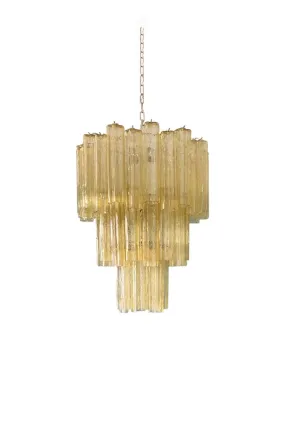 Three-Tier Yellow  Glass Murano Chandelier