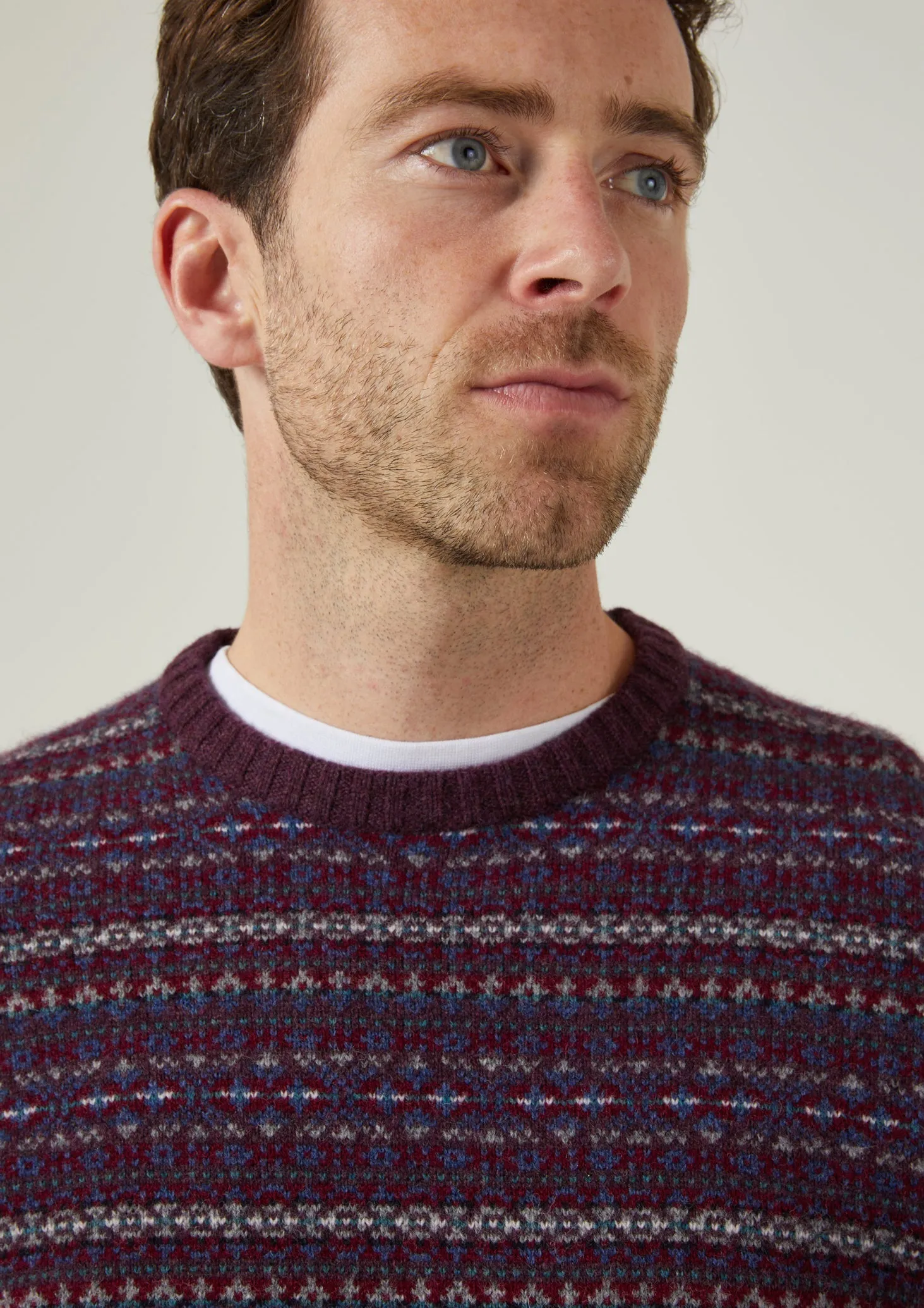 Towthorpe Men's Lambswool Fairisle Black Grape Jumper - Regular Fit