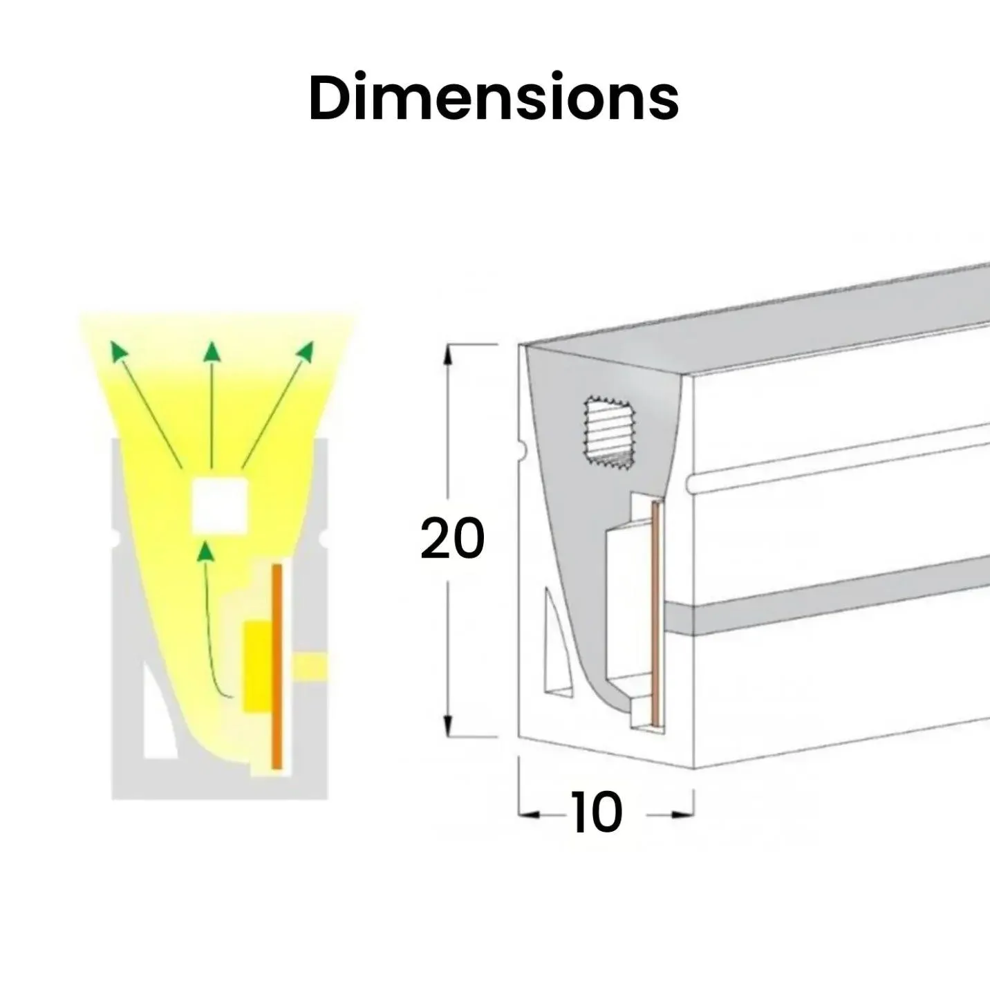 Ultra Long Cool White LED Neon Flex 48V 10x20mm IP68 Waterproof 30m