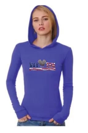 Unisex Vet Tix - FLAG Logo - Royal Blue - Long Sleeve Thermal Hoodie - No Branch