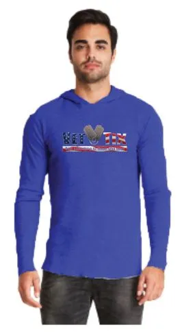 Unisex Vet Tix - FLAG Logo - Royal Blue - Long Sleeve Thermal Hoodie - No Branch