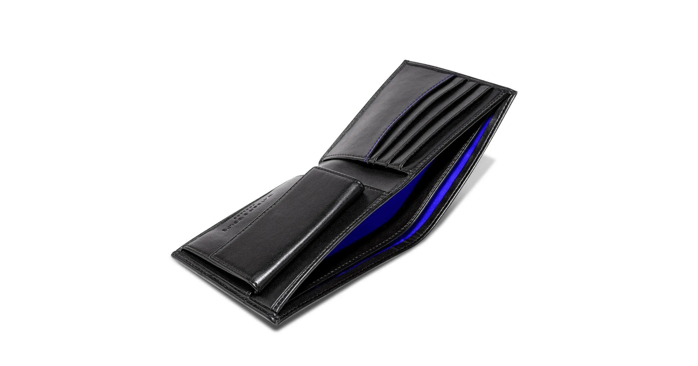 Vegan Leather RFID Protective Wallet with Coin Pocket | Black & Cobalt Blue