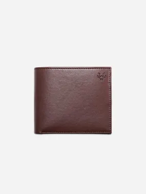 Vegan Leather RFID Protective Wallet with Coin Pocket | Chestnut Brown & Red