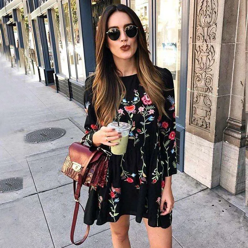 Vintage Bohemian Floral Dress