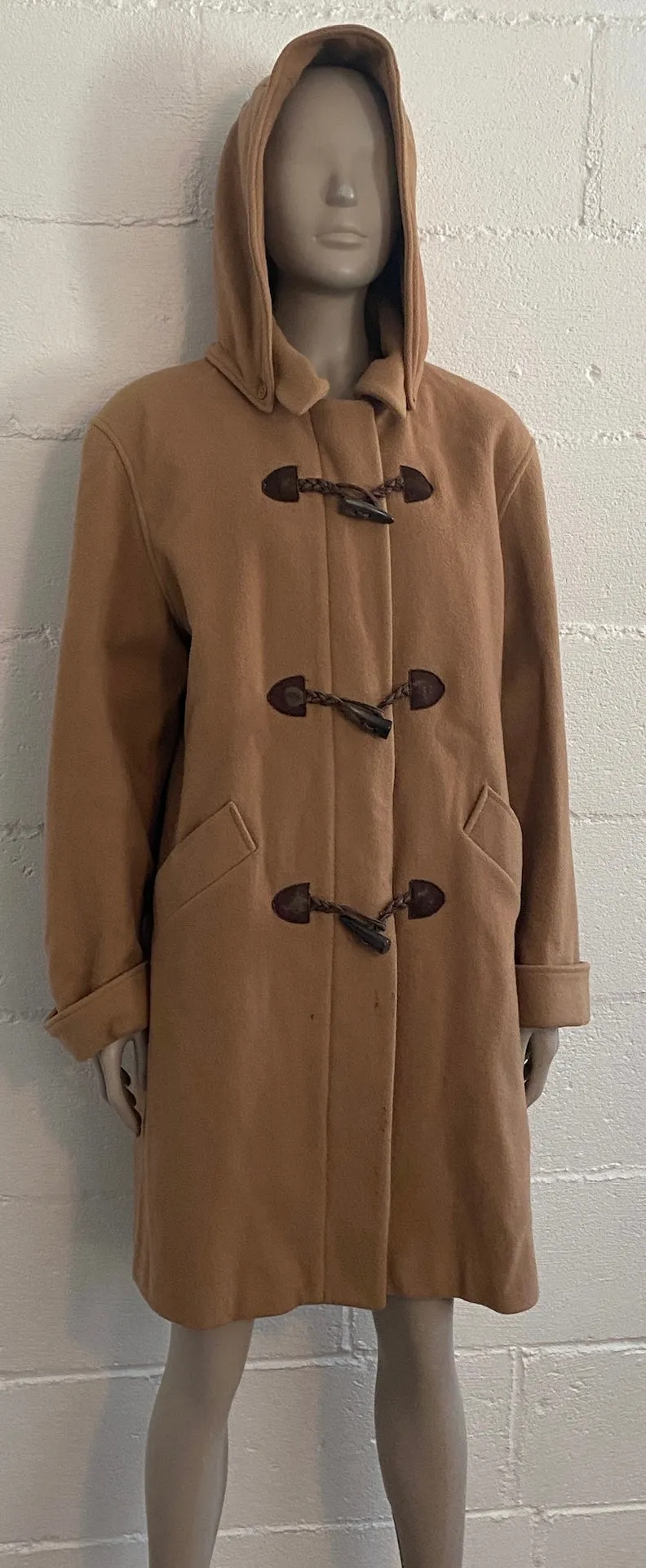 Vintage MDP Mario De Pinto Wool Coat Jacket Toggle Removable Hood Sz 10