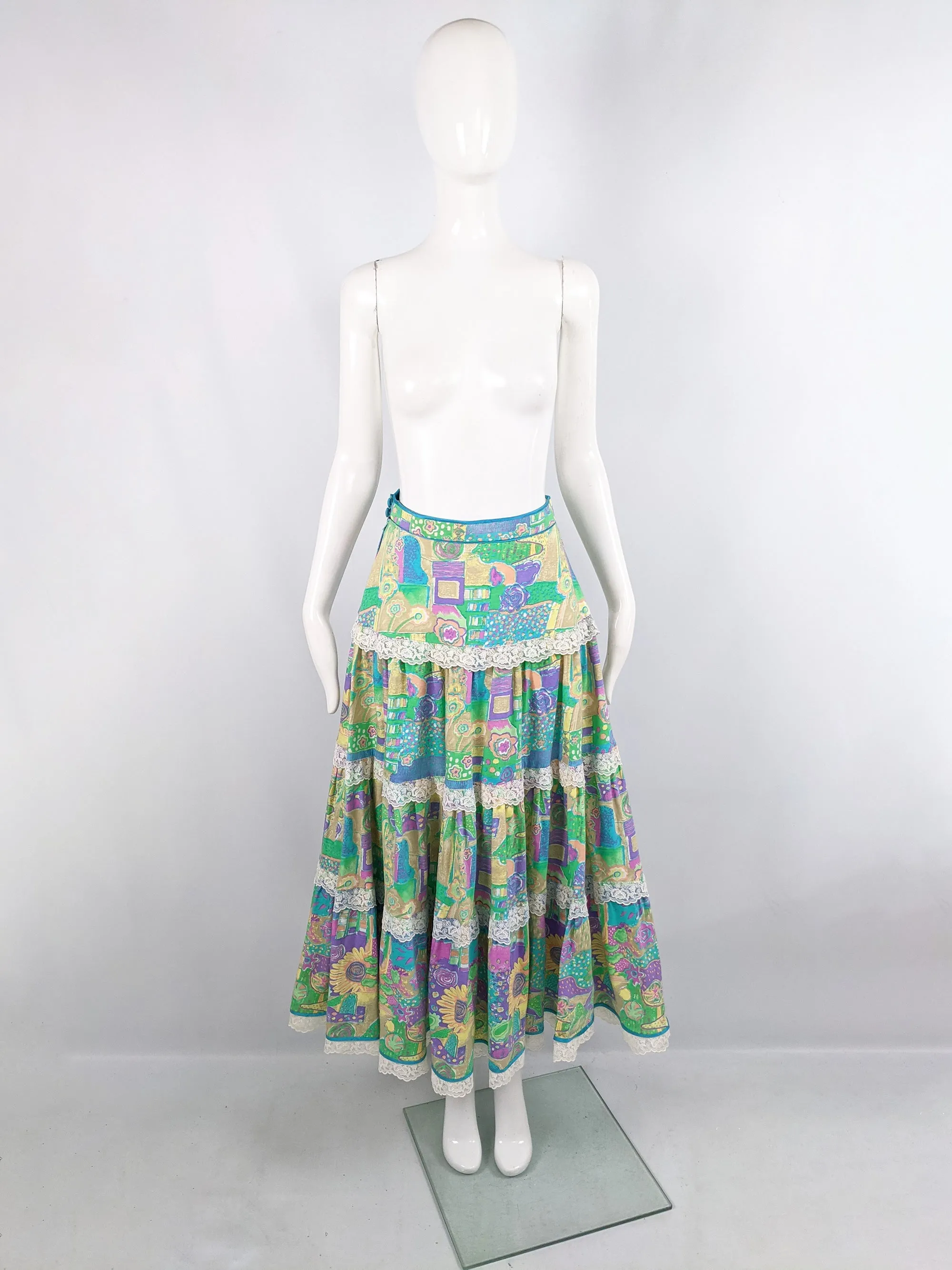 Vintage Multicoloured Maxi Peasant Skirt, 1970s