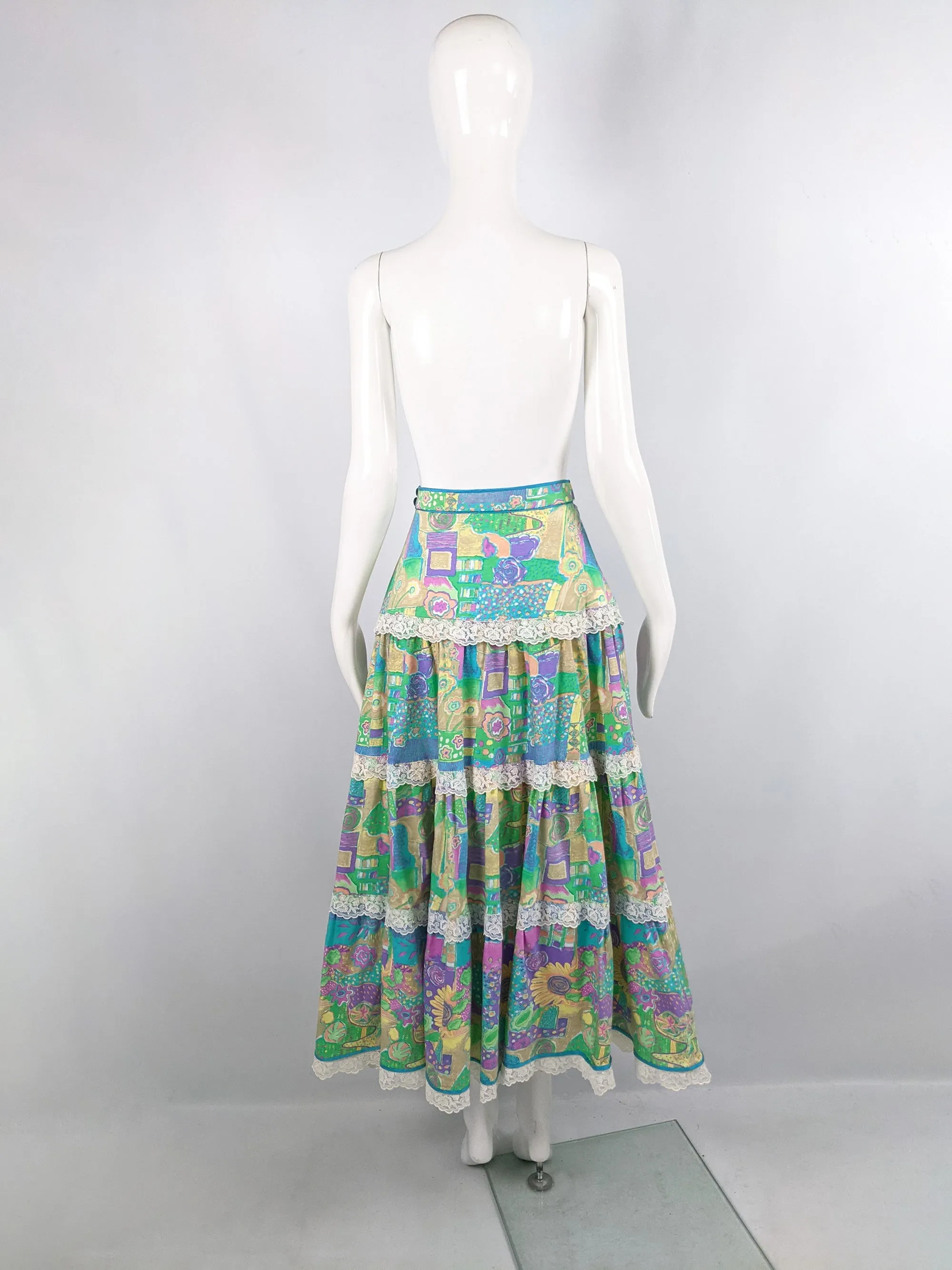 Vintage Multicoloured Maxi Peasant Skirt, 1970s