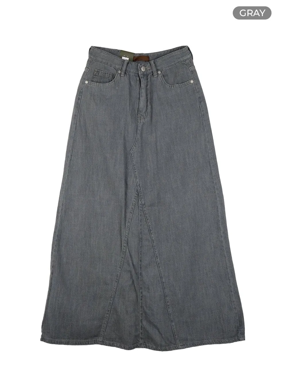 Vintage Washed Maxi Denim Skirt CY414