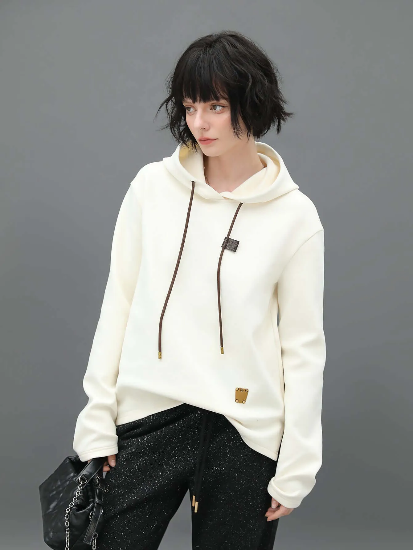 White Thermal Hooded Sweater