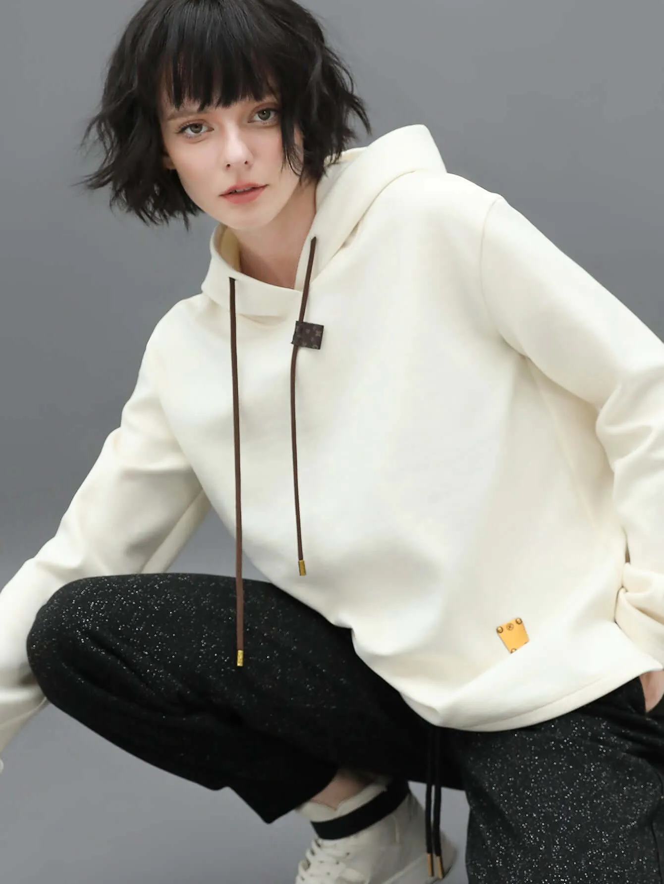 White Thermal Hooded Sweater