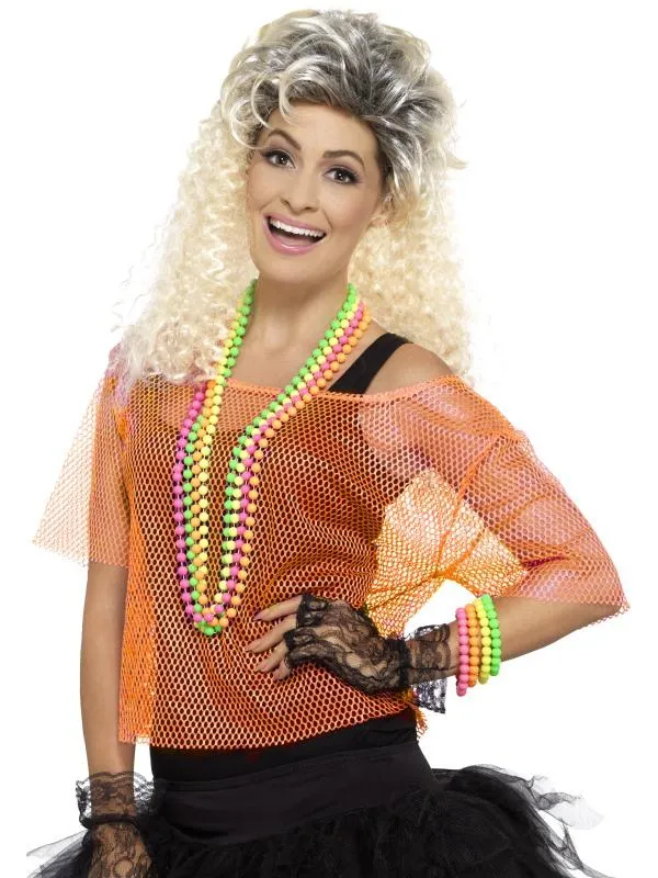 Womens Costume - Neon Orange Fishnet Top