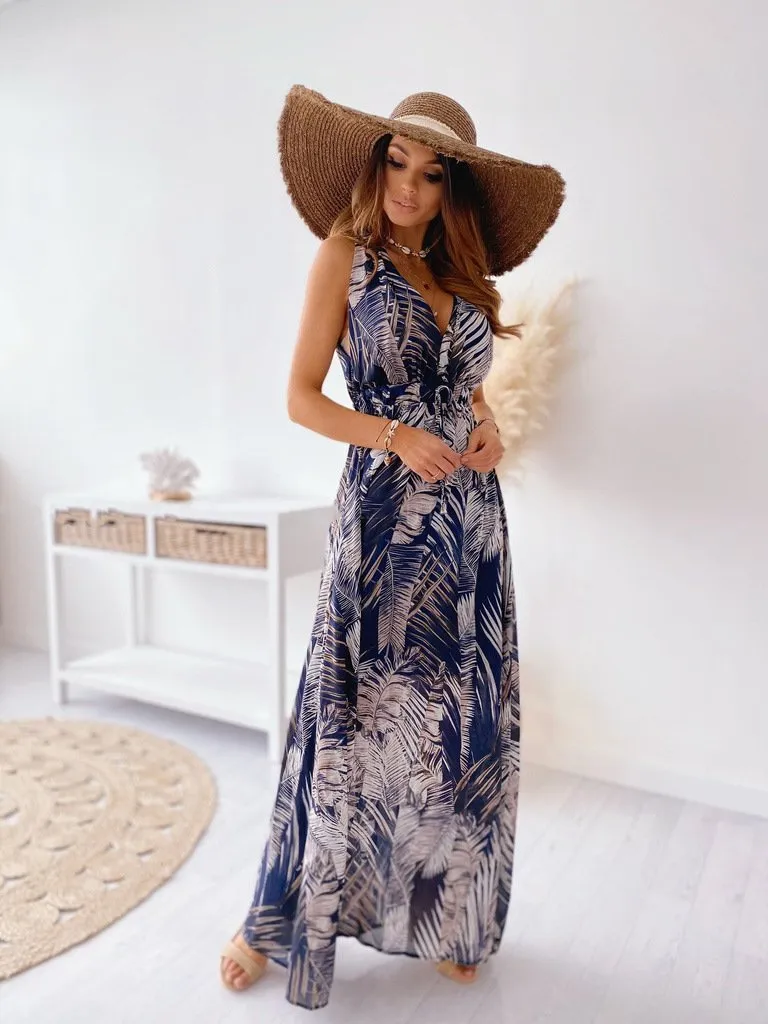 Women's Up Split Floral Print Flowy Party Maxi Dress