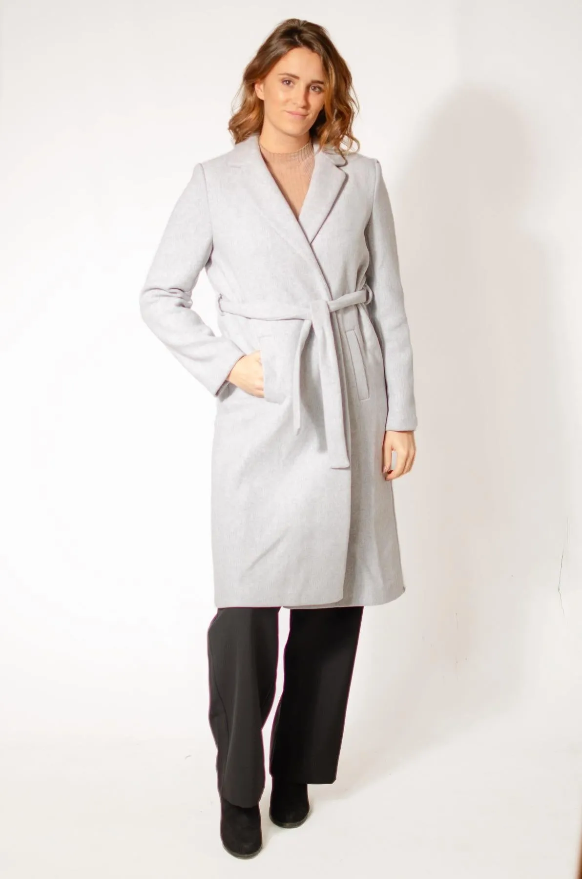 Wool Blend Wrap Coat