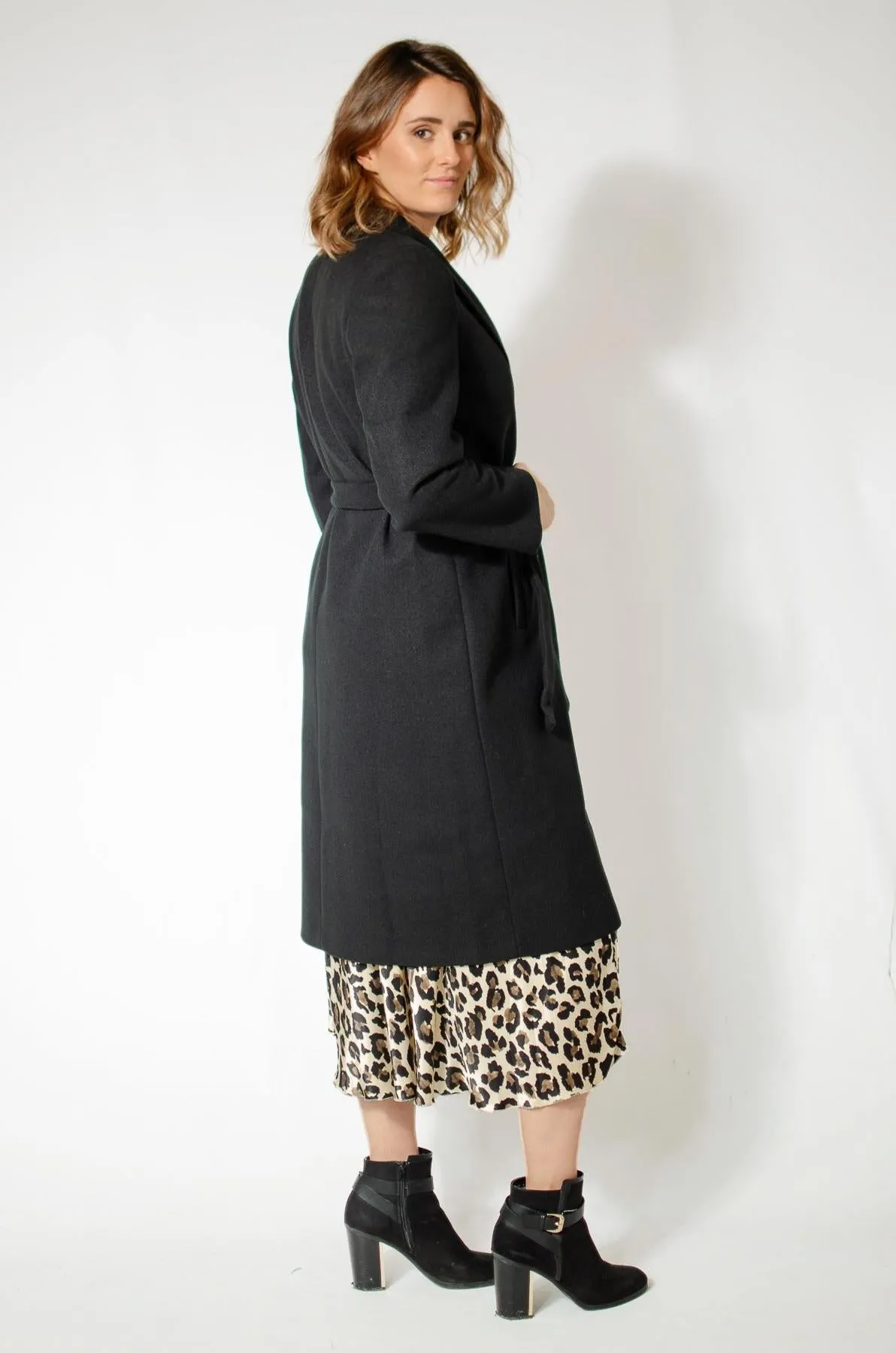 Wool Blend Wrap Coat