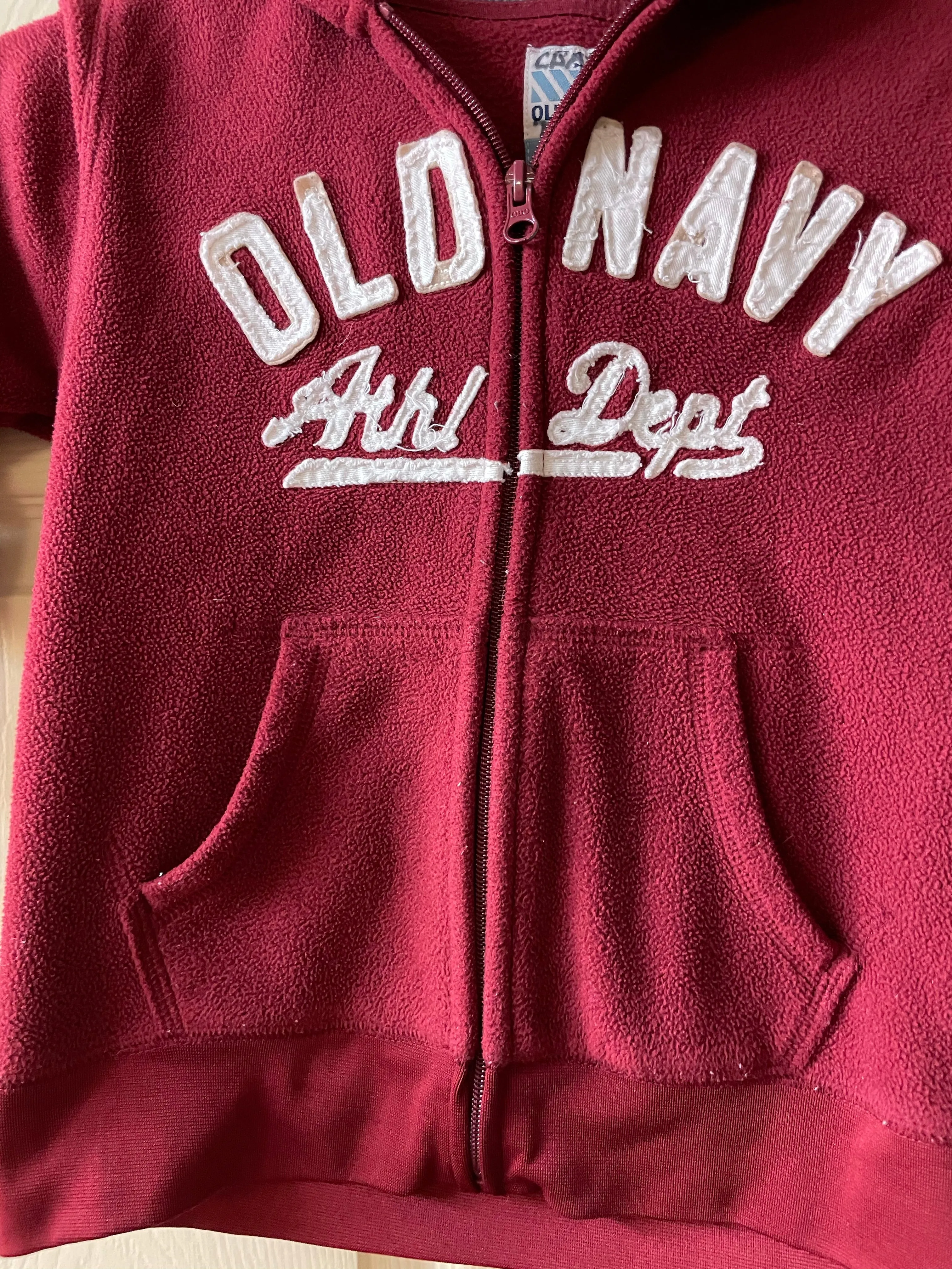 Youth Girls XSmall OLD NAVY Athl Dept Cranberry Colored Zip Up Jacket Hoodie Sweatshirt